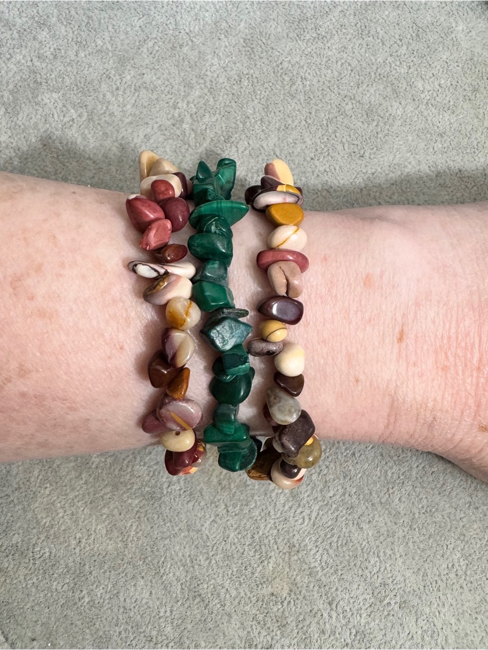Hand Crafted Natural Gemstone Chip Stacking Bracelets - Picture 6 of 15